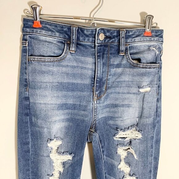 American Eagle next level stretch super high rise jegging distressed jeans - Picture 2 of 12